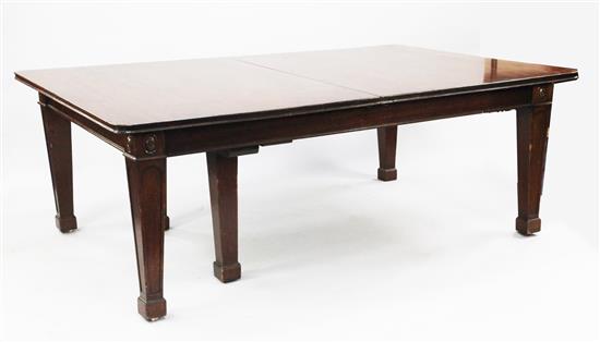 An early 20th century mahogany extending dining table, extended 13ft 5in. x 4ft 6in. x 2ft 4.5in.